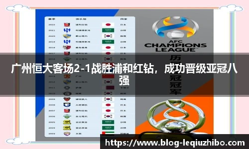 广州恒大客场2-1战胜浦和红钻，成功晋级亚冠八强